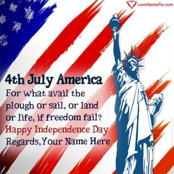 4th July Independence Day Greetings USA With Name