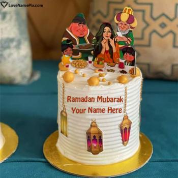 Amazing Ramadan Mubarak Cake For Girls With Name