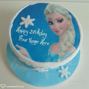 Beautiful Frozen Elsa Birthday Cake With Name