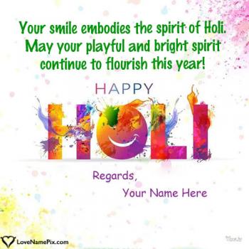 Beautiful Happy Holi Message Picture For Family With Name
