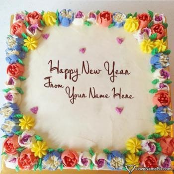 Beautiful Happy New Year Wish Cakes With Name