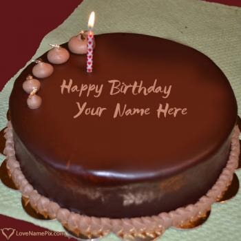 Chocolate Birthday Cake With Candle With Name