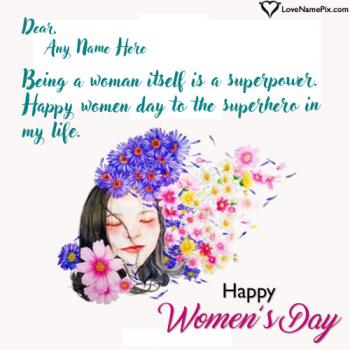 Colourful Happy Women Day Wishes Card With Name