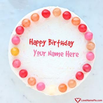 Download Colorful Toffees Birthday Cake With Name