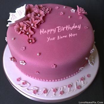 Elegant Pink Birthday Cake With Name
