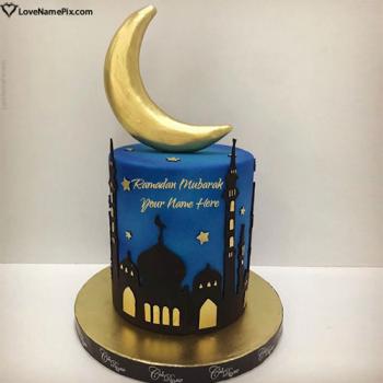 Elegant Ramadan Mubarak Cake Wishes With Name