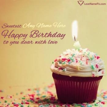 Lovely Cupcake Birthday Wish With Name