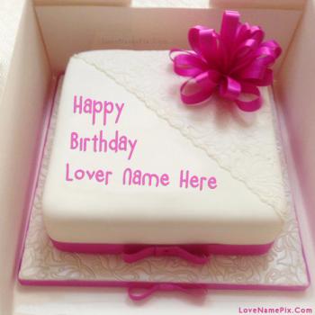 Pink Decorated Birthday Cake for Lover With Name