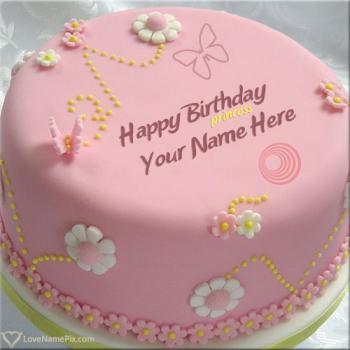 Pretty Princess Birthday Cake For Girls With Name