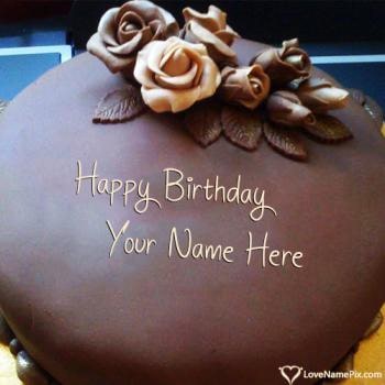 Roses Chocolate Happy Birthday Cake With Name
