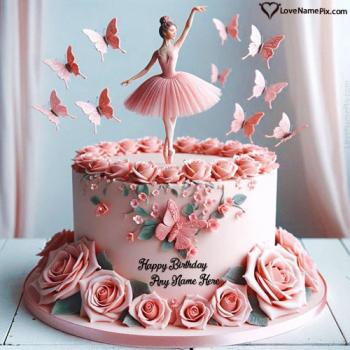 Write Name on Ballerina Princess Birthday Cake With Name