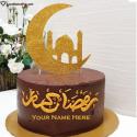 Elegant Ramadan Mubarak Cake With Moon And Mosque Love Name Picture