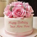Pink Roses Big Happy Birthday Cake Free Download Love Name Picture