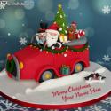 Santa With Friends Merry Christmas Wishes Cake Love Name Picture