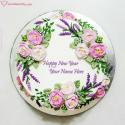 Simple Floral Happy New Year Cake Wishes Love Name Picture