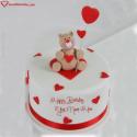 Teddy Bear And Hearts Birthday Cake For Girlfriend Love Name Picture