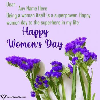 Awesome Flower Womens Day Wishes Card For Employees With Name