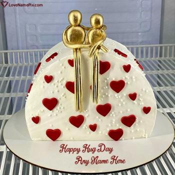 Beautiful Hug Day Wishes Cake Topper With Name