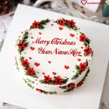 Beautiful Merry Christmas Cake Decoration Idea With Name