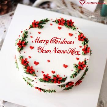 Beautiful Merry Christmas Cake Decoration Idea With Name