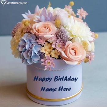 Colorful Happy Birthday Flower Wish Free Download With Name