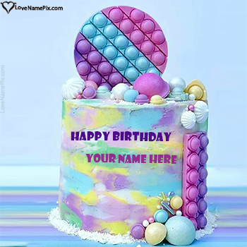 Colorful Pop It Happy Birthday Cake For Kids With Name