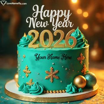 Create Online Happy New Year Cake with Cake Topper With Name
