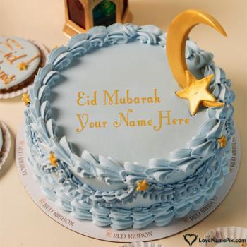 Create Special Eid Mubarak Moon Star Cake Online With Name