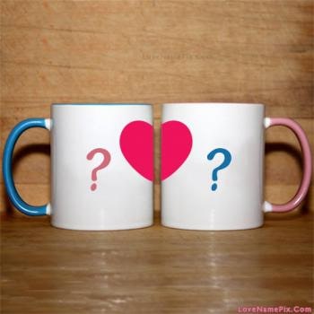 Cups Made Couple Heart With Name
