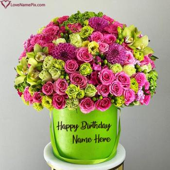 Cute Birthday Wishes Flower Bouquet Free Download With Name