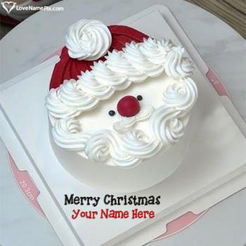 Cute Festive Santa Design Merry Christmas Cake With Name