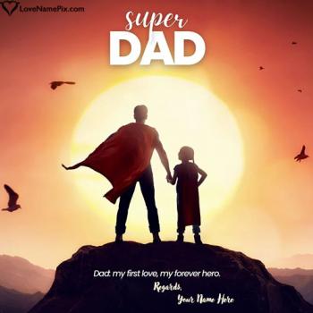 Cute Happy Fathers Day Greeting Card Image With Name