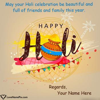 Cute Happy Holi Wishes Picture For Family With Name