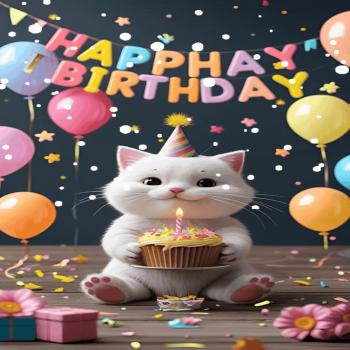 Cute Kitty Animated Happy Birthday GIF Wishes For Lover With Name