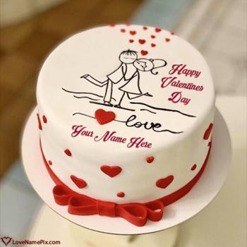 Cute Lover Valentine Cake Image Free Download With Name