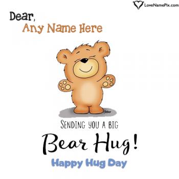 Cute Teddy Bear Best Hug Day Wishes With Name