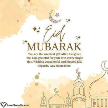 Eid Mubarak Wishes for Boyfriend - Cute and Romantic Eid Card With Name