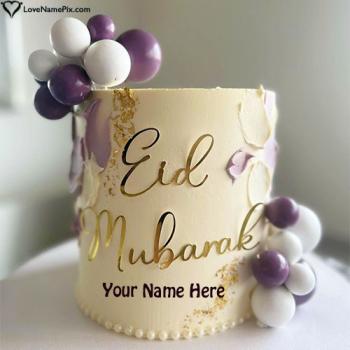 Eid ul fitr Mubarak Cake Card With Name