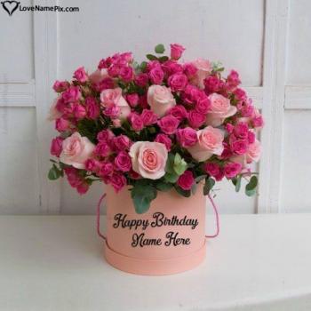 Elegant Pink Flowers Name Wish for Birthday With Name