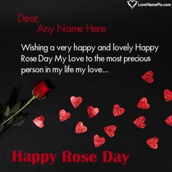Floral Happy Rose Day Wish For Lovers With Name