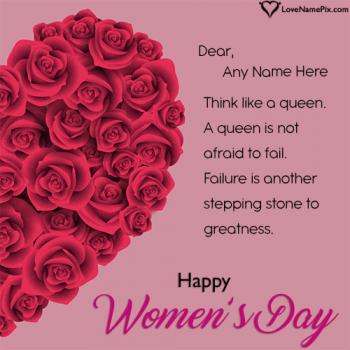 Floral Happy Womens Day Message Card For Ladies With Name