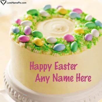 Happy Easter Day Wishes Cake Image With Name