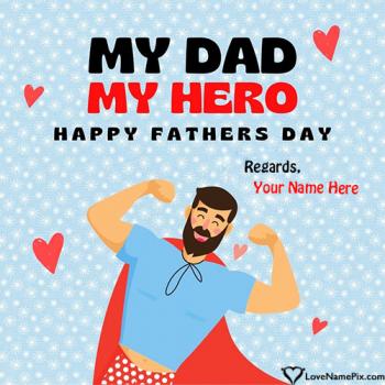 Happy Fathers Day Greeting Card Wish From Daughter From Son With Name