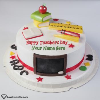 Happy Teachers Day Wishes Cake With Name