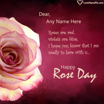 Happy Valentines Rose Day Wishes Photo Frame Free Online With Name