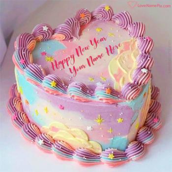 Heart Shape Happy New Year Cake For Lovers With Name