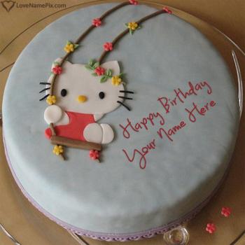 Hello Kitty Birthday Cake For Girls With Name