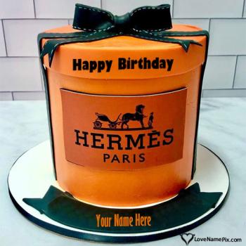 Luxury Hermes Paris birthday cake With Name