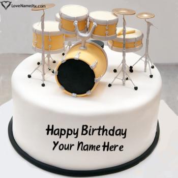 Musical Drum Happy Birthday Cake Edit With Name