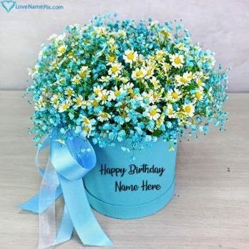 Nice Blue Happy Birthday Wishes Flowers For Boyfriend With Name